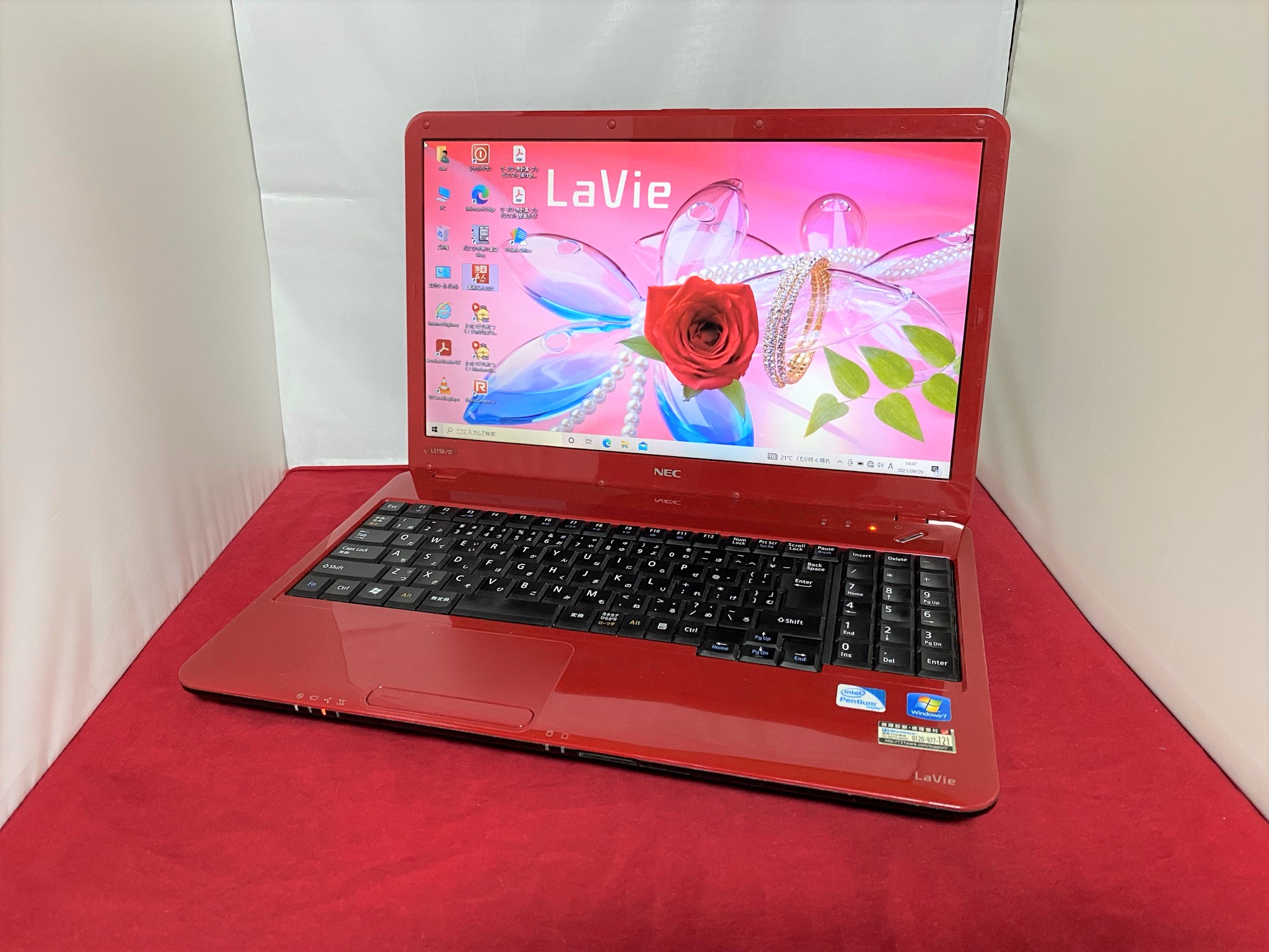 Windows10/i3/4G/HDD/DVD NEC LS150/DS レッド NEC LaVie LS150DS1YR (Pentium P6200 2.13GHz/4GB/SSD:120GB